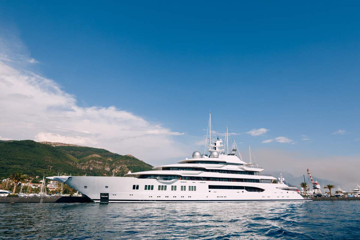 white luxury three deck Superyacht