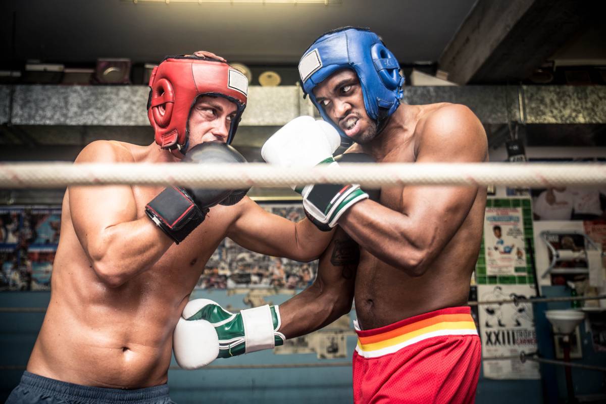 Boxers fighting in a gym
