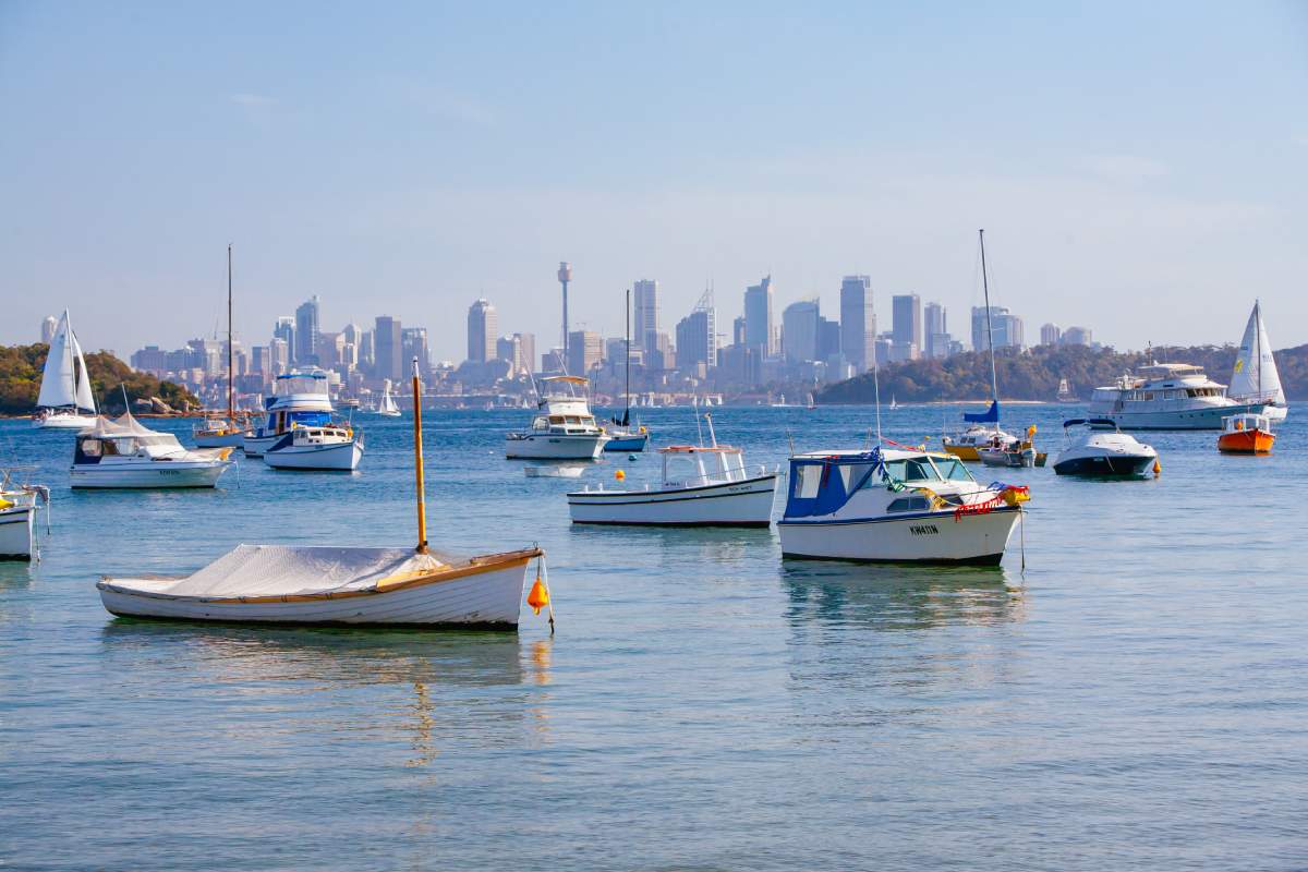 yachts moored in sydney harbour australia